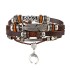 Vintage leaf rope woven handmade bead woven bracelet, fashionable multi-layer leather bracelet set for men and women