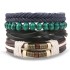 Retro bead bracelet for men, fashionable hollow triangular leather bracelet and bracelet, multi-layer wide wrapped jewelry