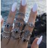 Cross border jewelry 15 piece set of personalized trendy hollow lotus sunflower geometric black gemstone set of rings