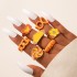 European and American Cross border Jewelry Brown Love Drop Oil Ring Six Piece Set Geometric Flower Ring Combination Set