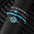 Cross border Bohemian ethnic style turquoise inlaid bracelet set, lotus inlaid turquoise bracelet multiple piece set