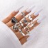 European and American punk dark butterfly skull hollow face ring multi piece set, personalized and trendy vintage ring set