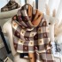 Winter Love Checker Scarf Women's Versatile Cashmere Warm Tassel Shawl Thickened Neck Tiktok Live Spot