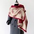 2024 autumn and winter new line patterned checkered camellia contrasting double-sided imitation cashmere scarf, winter high-end shawl