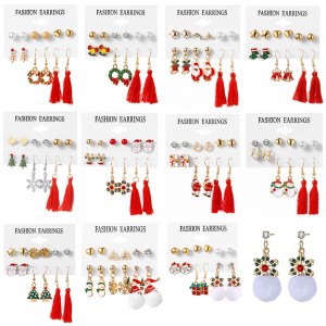 Christmas earrings, Christmas snowflakes, reindeer bells, cross-border Christmas trees, dropper alloy ear hooks, pendants, tassel earrings