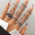 European and American Cross border Retro Vintage Butterfly Serpentine Ring Set Combination Open Multi Joint Ring Set 9-Piece Set