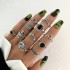 European and American Cross border Retro Vintage Butterfly Serpentine Ring Set Combination Open Multi Joint Ring Set 9-Piece Set