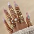 Cross border New Fashionable Versatile Leaf Love Ring Set Personalized Geometric Stacked Joint Ring Multi piece Set