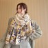 Autumn and winter new Chinese style imitation cashmere jacquard scarf for women, light luxury, high-end palace peach blossom shawl, thick and warm scarf