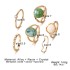 Cross border geometric imitation green jade joint ring 6-piece set, female design sense, niche, simple, diamond inlaid ring wholesale