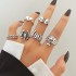 European and American Cross border Retro Vintage Butterfly Serpentine Ring Set Combination Open Multi Joint Ring Set 9-Piece Set