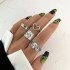 European and American Cross border Retro Vintage Butterfly Serpentine Ring Set Combination Open Multi Joint Ring Set 9-Piece Set