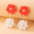 New Korean minimalist and versatile exaggerated camellia earrings with a fresh and three-dimensional white flower pearl earrings