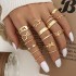 Cross border hot selling diamond studded eye cross leaf ring multi joint 23 piece set pearl sun moon ring