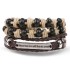 Retro bead bracelet for men, fashionable hollow triangular leather bracelet and bracelet, multi-layer wide wrapped jewelry