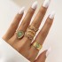 European and American cross-border new turquoise Fried Dough Twists ring 6-piece gold wave finger joint ring turquoise women's ring