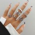 European and American Cross border Retro Vintage Butterfly Serpentine Ring Set Combination Open Multi Joint Ring Set 9-Piece Set