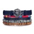 Retro bead bracelet for men, fashionable hollow triangular leather bracelet and bracelet, multi-layer wide wrapped jewelry