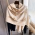 Autumn and winter imitation cashmere embroidered scarf, women's tassel flower thickened ethnic style travel matching shawl long micro circumference