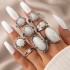 European and American Cross border Ring Set Retro Geometric Round Oval Imitation Opal Gemstone 8-Piece Set Ring Joint Ring