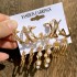 Cross border Pearl Inlaid Women's Card Earrings Creative French Retro Gold Earring Set 6-piece Set