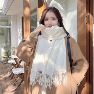 2022 Short Beard Solid Color Scarf Women's Tassel Imitation Cashmere Winter Air Conditioning Shawl Korean Version Versatile Warm Scarf Wholesale