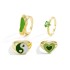 Korean jewelry industry drip oil colored peach heart smiling face ring cross-border fashion multi-layer heart-shaped joint index finger ring set