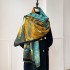 New Chinese style imitation cashmere scarf for women in autumn and winter, with a thousand mile landscape picture, warm and versatile shawl, fashionable ancient style scarf