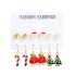 Christmas Series Snowflake Bell Earnail Combination Set Cross border Cartoon Drip Oil Elk Old Man Christmas Earrings