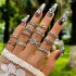 European and American punk dark butterfly skull hollow face ring multi piece set, personalized and trendy vintage ring set