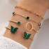 AliExpress Cross border Jewelry Butterfly Imitation Gemstone Hollow Four Layer Bracelet Geometric Opening Bracelet Set