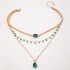 Cross border imitation grandmother emerald temperament versatile multi-layer bow necklace light luxury diamond inlaid love flower necklace