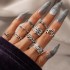 European and American new popular women's ring fashion personality ancient silver forest vine leaf flower ring four piece set