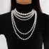 European and American fashion multi-layer imitation pearl necklace with a high-end temperament, Baroque size bead French retro collar for women