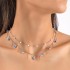 Cross border jewelry light luxury diamond inlaid blue devil's eye pendant collarbone chain fashionable temperament imitation pearl necklace for women