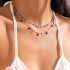 New cross-border jewelry European and American fashion trend simple green rhinestone women's short single-layer necklace collarbone chain