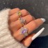 Amazon Cross border Light Luxury Jewelry Color Diamond Set Four Piece Ring Set Geometric Imitation Gemstone Set Ring Set