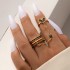 European and American cross-border exaggerated personalized ring, flower chain temperament, fashionable hollow carved flower connected finger ring jewelry for women