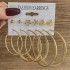 European and American Metal Rainbow Rice Bead Earrings Geometric Circle Pearl Earrings Retro Earrings Set 6-piece Set for Women