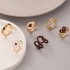 European and American Cross border Jewelry Brown Love Drop Oil Ring Six Piece Set Geometric Flower Ring Combination Set