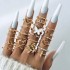 Cross border New Fashionable Versatile Leaf Love Ring Set Personalized Geometric Stacked Joint Ring Multi piece Set