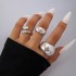 European and American Cross border Geometric Metal Wind Lava Line Ring Four Piece Set Irregular Smooth Open Ring Set