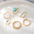 European and American cross-border new turquoise Fried Dough Twists ring 6-piece gold wave finger joint ring turquoise women's ring