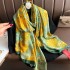 2023 New Simulated Silk Silk Women's Mountain Camellia Explosive Shawl Beach Scarf Thin Edition Trendy Brand New Silk Satin Multiple Scarves