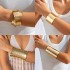 New cross-border metal pleated patterned open bracelet from Europe and America, fashionable curved exaggerated smooth wide wristband bracelet for women