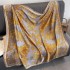 New retro ethnic style brocade large square scarf, sun protection simulation silk scarf, air conditioning shawl dual-use, one-piece hair replacement