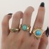 European and American cross-border new turquoise Fried Dough Twists ring 6-piece gold wave finger joint ring turquoise women's ring