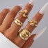 European and American Cross border Geometric Metal Wind Lava Line Ring Four Piece Set Irregular Smooth Open Ring Set