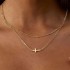 New cross-border artificial pearl collarbone chain from Europe and America, creative cross pendant necklace, retro multi-layer layered layered necklace