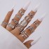 New Cross border Leaf Love Ring Set from Europe and America, Geometric Hollow Moon Eye Twelve Piece Set, Versatile Ring